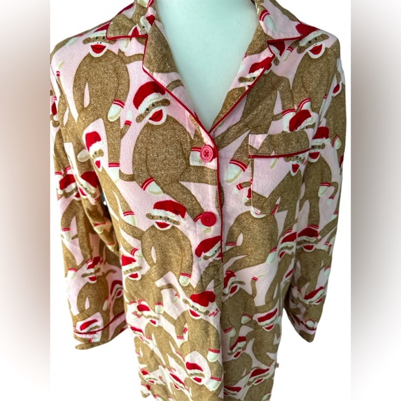 Nick & Nora, Christmas Sock Monkey Sleepshirt, Size Small - Picture 3 of 9